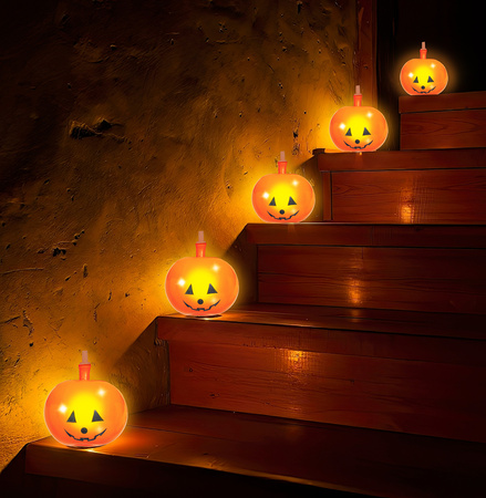 ZESTAW 5 BALONÓW HALLOWEENOWYCH Z WIELOKOLOROWYM OŚWIETLENIEM