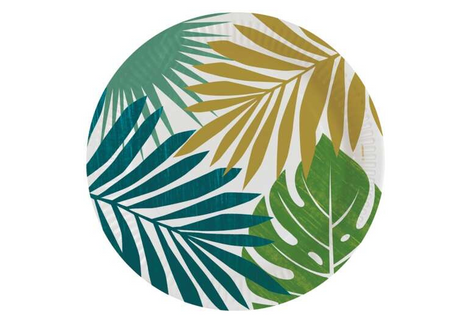 TALERZYKI PAPIEROWE TROPIKALNE LIŚCIE 23 CM 8 SZT