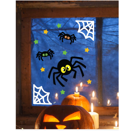 ŻELOWE NAKLEJKI NA OKNO PAJĄKI HALLOWEEN