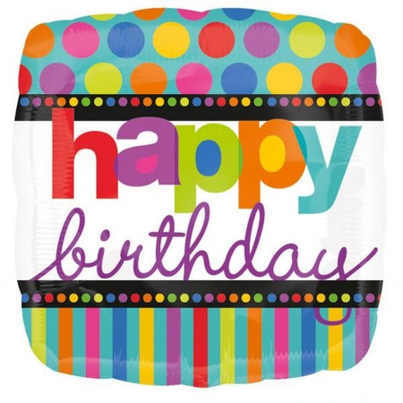BALON FOLIOWY 43cm, HAPPY BIRTHDAY - URODZINY
