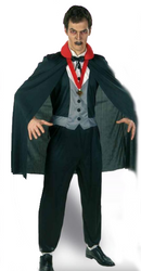 STRÓJ MROCZNY WAMPIR CZERWONY KOŁNIERZ