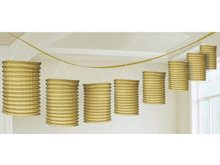GIRLANDA PAPIEROWA ZŁOTE LAMPIONY