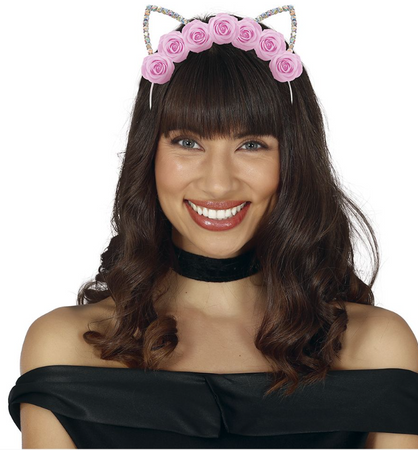 OPASKA NA GŁOWĘ Z KWIATAMI I USZAMI