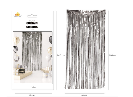 SREBRNA ZASŁONA 100 X 200 CM