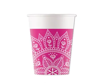 ZESTAW MANDALA RÓŻOWE TALERZYKI+KUBECZKI+SERWETKI