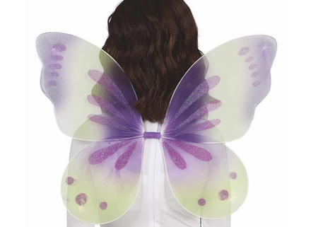 BROKATOWE SKRZYDŁA MOTYLA 45 X 40 CM ZIELONE FIOLETOWE