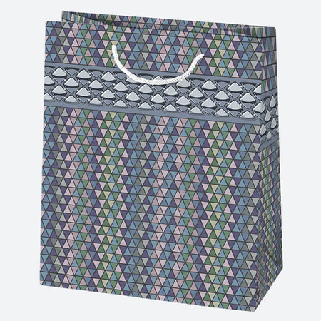 TORBA NA PREZENTY KOLOROWE TRÓJKĄTY 19X23X10,5 CM