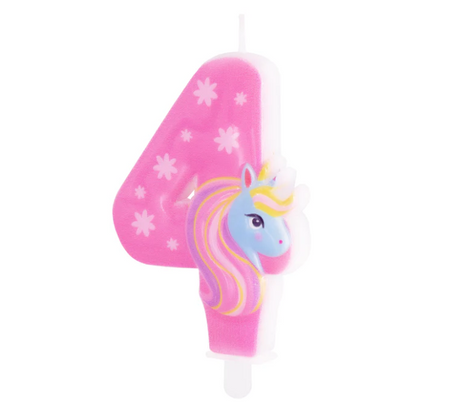 ŚWIECZKA NA TORT JEDNOROŻEC CYFRA 4