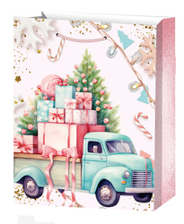 TORBA PREZENTOWA PASTEL RÓŻ SAMOCHÓD 40 X 31 X 12 CM