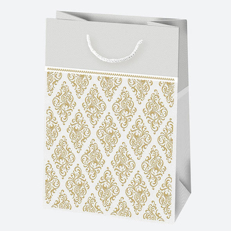 TORBA PREZENTOWA ZŁOTY ORNAMENT 23X32X11 CM