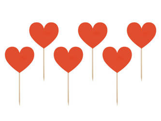 DEKORACJE DO MUFFINEK CZERWONE SERCA 6 SZT.