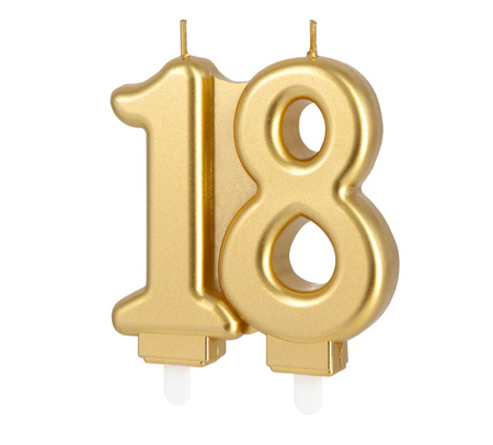 ŚWIECZKA URODZINOWA CYFRA 18 7,7 CM ZŁOTA 