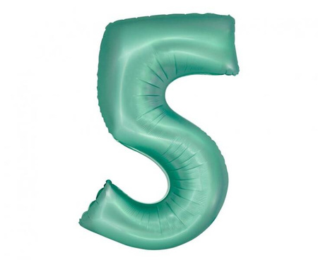 Balon foliow Cyfra 5 miętowa matowa 76 cm