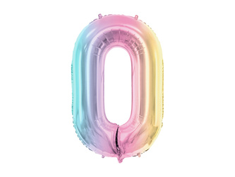 BALON FOLIOWY 0 CYFRA 86 CM PASTELOWY TĘCZOWY