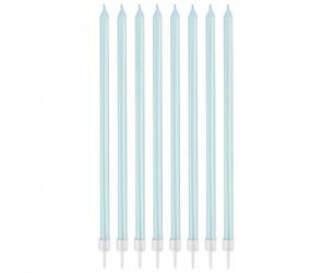 ŚWIECZKI URODZINOWE JASNONIEBIESKIE PERŁOWE 8 SZT.