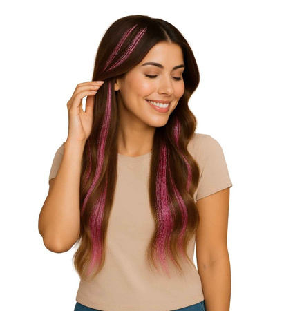 PASEMKA DO WŁOSÓW BŁYSZCZĄCE RÓŻOWE 50 CM 