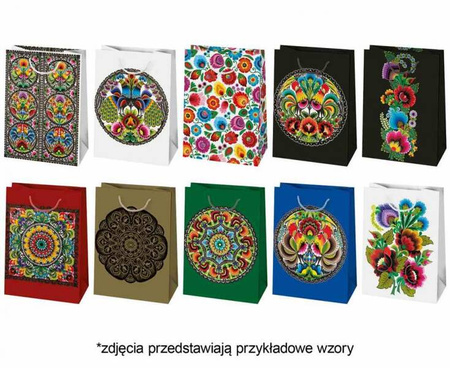 #PAK Torebka prezentowa T5 230x320x110 Ogólne zest. 193 Folk - Łowicz, Mix, 1 szt.