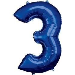BALON FOLIOWY CYFRA 3 NIEBIESKI 88 CM