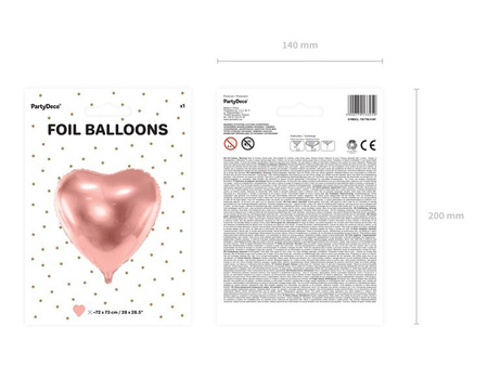 BALON FOLIOWY 72x73 cm, SERCE RÓŻOWE ZŁOTO