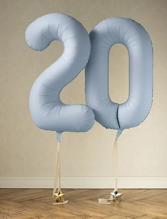 BALON FOLIOWY 0 CYFRA 86 CM MGLISTY NIEBIESKI