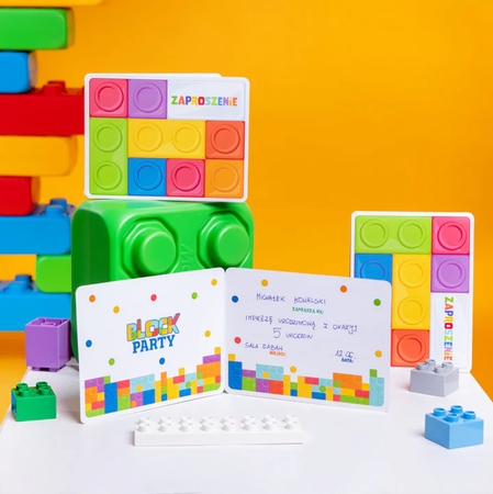 ZAPROSZENIA NA IMPREZĘ KLOCKI 6 SZTUK