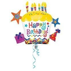 BALON FOLIOWY 71cm x 66cm, TORT URODZINOWY