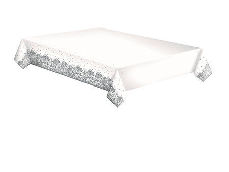 OBRUS PAPIEROWY SREBRNY ORNAMENT 120 X 180 CM
