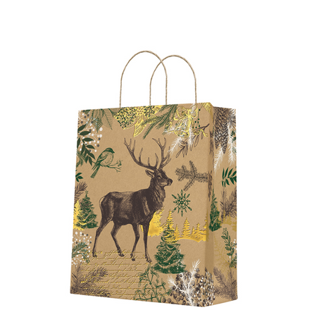 TORBA PREZENOWA KRAFT RENIFER 26 X 33 X 13 CM