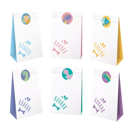 TOREBKI NA CUKIERKI DINOZAURY 6 SZT.