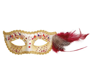 MASKA WENECKA Z RÓŻOWYM PIÓREM