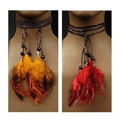 NASZYJNIK INDIAŃSKI Z PIÓRAMI MIX