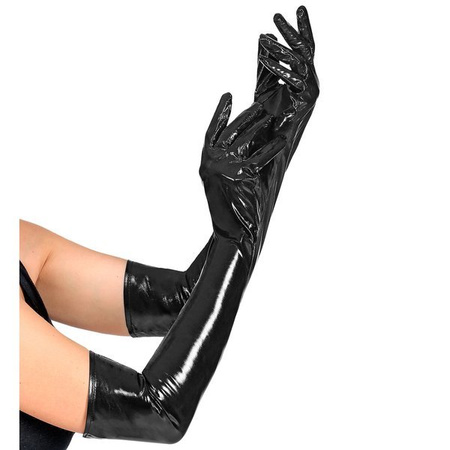 RĘKAWICZKI CZARNE WINYLOWE 56 CM