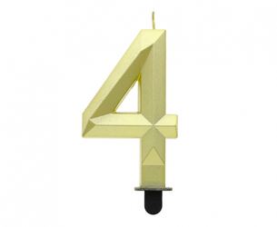 ŚWIECZKA CYFRA 4 DIAMENT METALIK ZŁOTY 7.6 CM