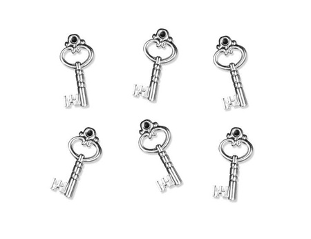 Aplikacje Kluczyk, srebrny, 26mm (1 karton / 50 op.) (1 op. / 25 szt.)