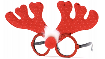 OKULARY ŚWIĄTECZNE RENIFER RUDOLF CZERWONE