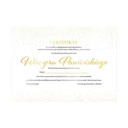 CERTYFIKAT WIECZORU PANIEŃSKIEGO BRIDE TO BE ZŁOTY