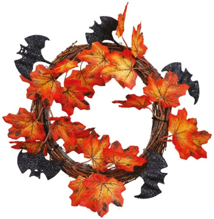 WIENIEC HALLOWEENOWY LIŚCIE NIETOPERZE 