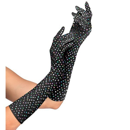 BŁYSZCZĄCE RĘKAWICZKI KROPKI 42 CM 