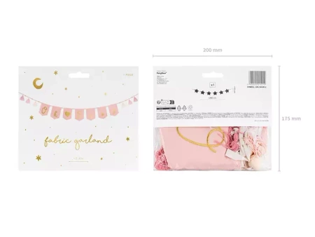 BANER OH BABY Z FRĘDZLAMI JASNY RÓŻOWY 250 CM