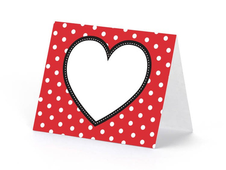 Wizytówka na stół Serduszko, 8 x 6,5cm, mix (1 karton / 40 op.) (1 op. / 6 szt.)