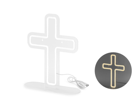 NEON LED KRZYŻ BIAŁY 41 X 30 CM IHS