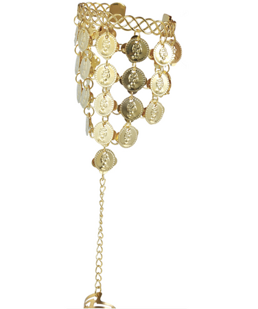 BRANSOLETKA ZŁOTE MEDALIKI Z PIERŚCIONKIEM