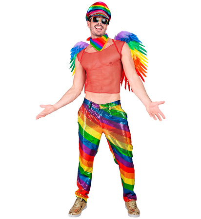 SPODNIE MĘSKIE CEKINOWE TĘCZOWE