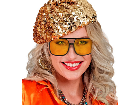 CZARNE OKULARY Z ŻÓŁTYMI SOCZEWKAMI LATA 90 HIP HOP