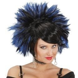 PERUKA ROCK DIVA CZARNO-NIEBIESKA