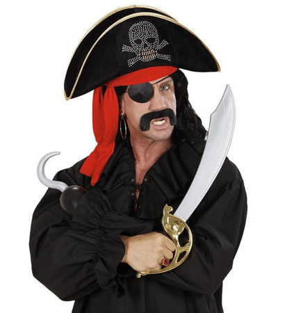 CZAPKA Z CEKINOWĄ CZASZKĄ PIRATA Z SZARFĄ 