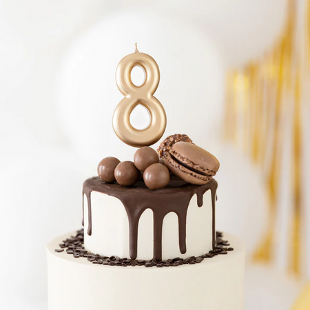 ŚWIECZKA URODZINOWA CYFRA 8 ZŁOTA 10 CM