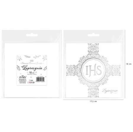 ZAPROSZENIE NA KOMUNIĘ IHS SREBRNY 10 SZT.