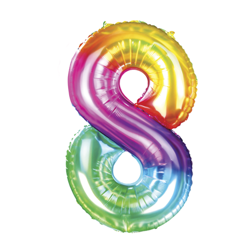BALON FOLIOWY 100CM CYFRA 8 TĘCZOWY