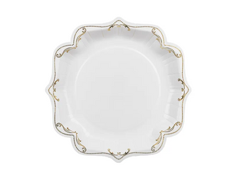 TALERZYKI PAPIEROWE BIAŁE ORNAMENT 26 CM 6 SZT